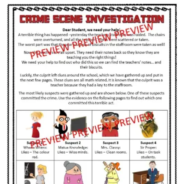 Back to School Math Activity! CSI Math: Who Raided the Staffroom? PRINT & GOOGLE