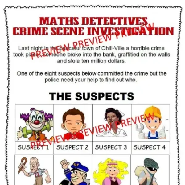 CSI Math Mystery Activity - Use Math To Find Out Who Committed the Crime