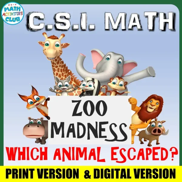 Mini CSI Math Activity: Zoo Madnesss- Google Classroom & Print!