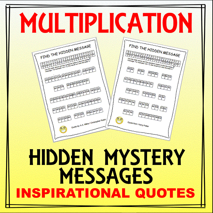FREE – MULTIPLICATION MYSTERY HIDDEN MESSAGE WORKSHEETS Students will love this worksheet as it allows them to use their multiplication knowledge to find a hidden inspirational quote. An awesome learning activity for elementary kids which can be used in your classroom as a math warm-up, early finisher activity, or in a math center. #multiplication #mysterymessages #funmath #5thgrade #4thgrade #6thgrade #multiplicationactivity #basicfacts