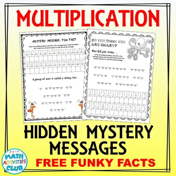 FREE - Multiplication & Basic Facts. Hidden Mystery Math Messages. Funky Facts!