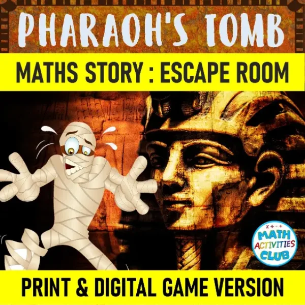 Egyptian Math Escape Room Story: Use Math to defeat the Mummy. The Pharaoh's Tomb!