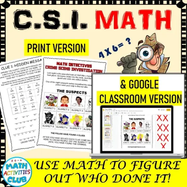 CSI Math Mystery Activity - Use Math To Find Out Who Committed the Crime