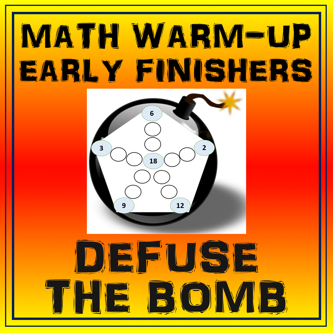 A fun math early finishers activity, defuse the bomb. A fun number puzzle which your kids will love, it can be used as a warm-up or early finisher activity. These awesome worksheets will provide a fun learning experience for your students and can be used with both elementary or middle school students. #mathactivities #fun #numberpuzzle #grade6 #grade5 #grade7 #earlyfinihsers #mathwarmup