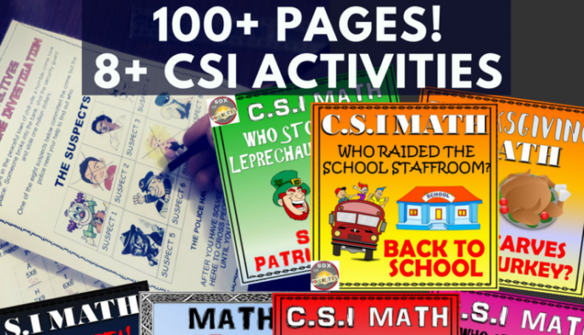 Whether it's back to school season, Christmas, halloween, or Easter, you can make teaching math to your students fun with these CSI math activities/worksheets. These CSI math activities will engage your elementary or middle school students throughout the seasons or before the holidays. Math mysteries/CSI can be used as a review or fun classroom activity. #CSImath #elementary #mathactivities #middleschool #CSI #worksheets #activities #multiplication #mathmystery #Christmas #Easter #Backtoschool