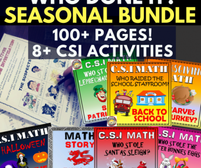 Whether it's back to school season, Christmas, halloween, or Easter, you can make teaching math to your students fun with these CSI math activities/worksheets. These CSI math activities will engage your elementary or middle school students throughout the seasons or before the holidays. Math mysteries/CSI can be used as a review or fun classroom activity. #CSImath #elementary #mathactivities #middleschool #CSI #worksheets #activities #multiplication #mathmystery #Christmas #Easter #Backtoschool