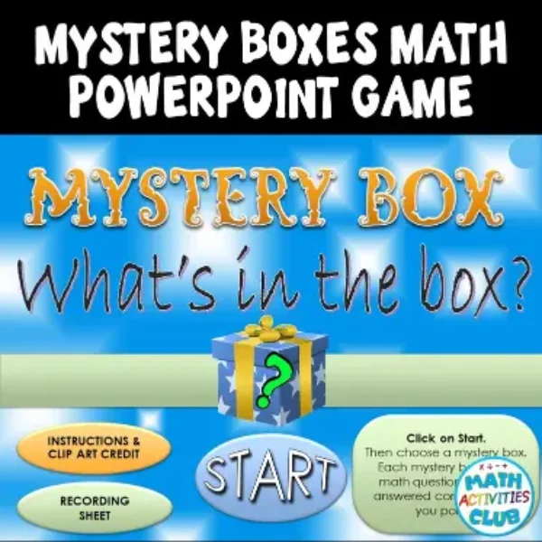 PowerPoint Math Warm-Up Game: Mystery Box.