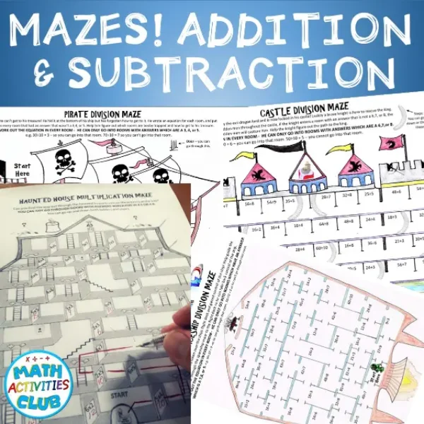 Addition Mazes Math Activities: 8 Pack!