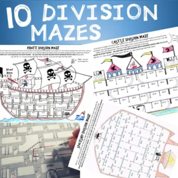 Division Mazes Math Activity - 10 Pack!