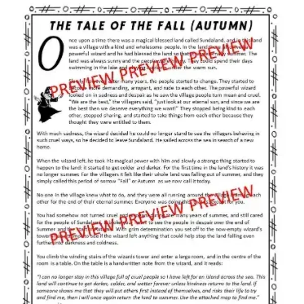 Fall Math Activity / Autumn Math Story: The wizard and the tale of Fall!