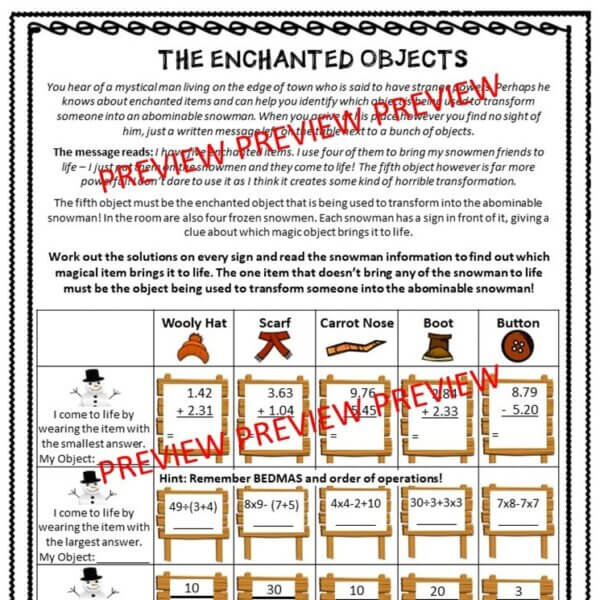 Winter Math Activity: The Abominable Snowman! A Fun CSI Winter Math Activity. - Image 4