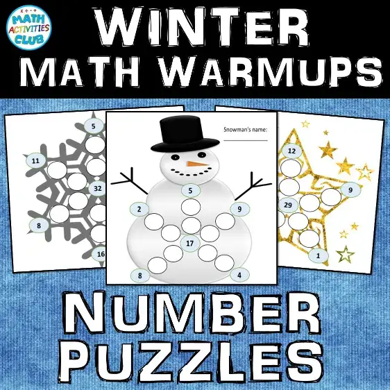 cover winter warmup number puzzles