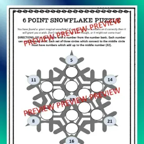 Winter Math Activity: 8 Number Puzzles. Christmas / Winter Math Warmup Activity