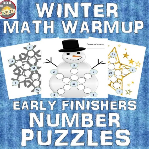Winter Math Activity: 8 Number Puzzles. Christmas / Winter Math Warmup Activity