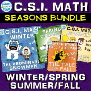 CSI Seasons Bundle: CSI Math Mystery. Spring, Winter, Summer and Fall!