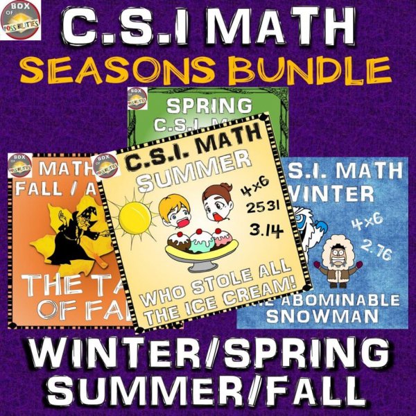 Summer Math Activity + Seasonal Bundle: CSI Math. Spring/Winter/Fall/Summer!