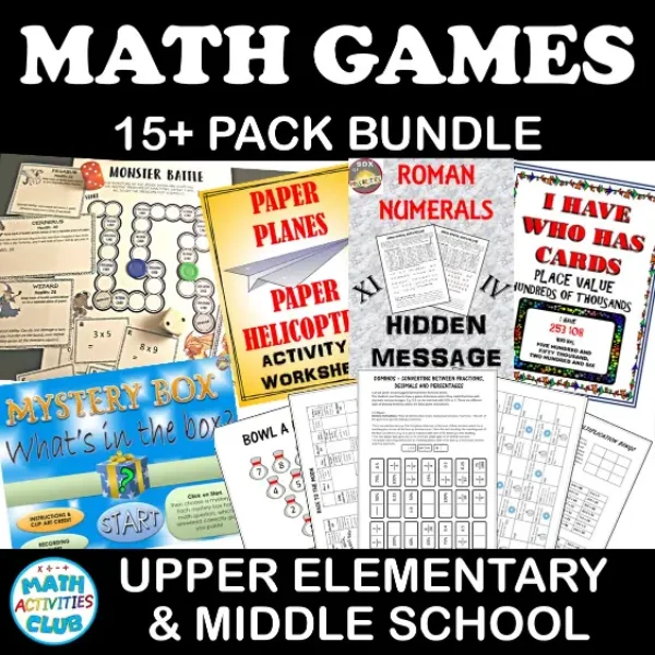 Printable Math Games - 3rd Grade to 8th Grade Math.