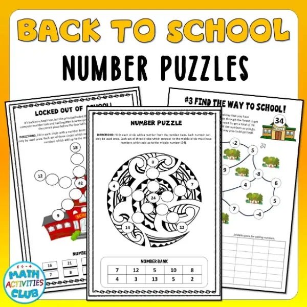 Back To School Math Puzzles: Hidden Math Messages and Back to School Number Puzzles.