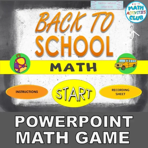 Back To School Math PowerPoint Game: Whole Class Back To School Math Activity.