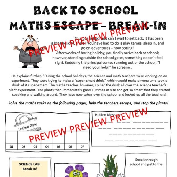 Back To School Math Escape. Grades 3-5 Plant Monsters - Help the Teachers Escape using Math! - Image 2