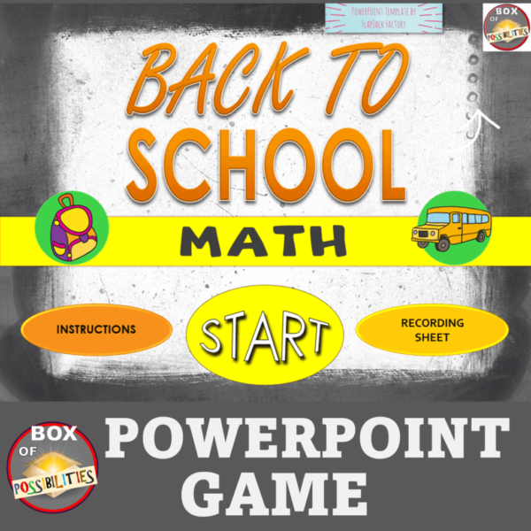Back To School Math PowerPoint Game: Whole Class Back To School Math Activity.