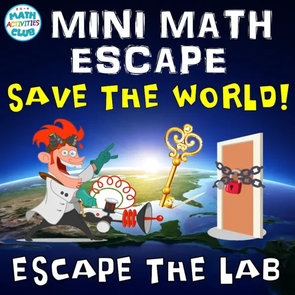 Mini Math Escape Room Printable. Escape the Lab & Save World Fun Math Activity!