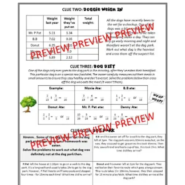 Mini CSI Math: Who ate the Homework? Fun Short Math Activity: Print & Digital!