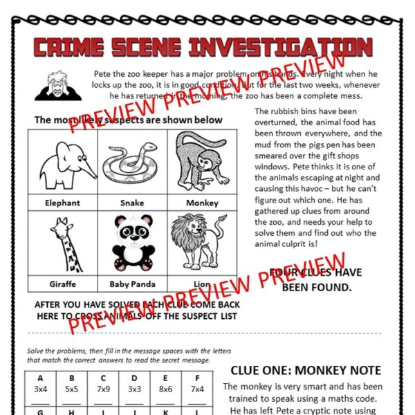 Mini CSI Math Mystery Bundle. 5 Pack Fun Short Math Activity Print & Digital! - Image 2