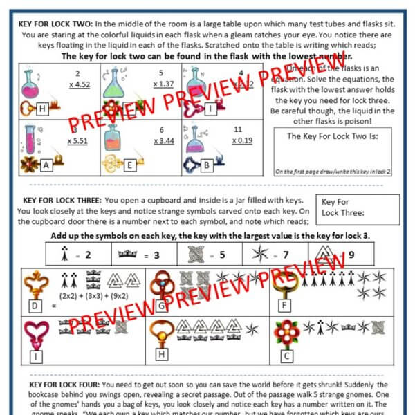 Mini Math Escape Room Printable. Escape the Lab & Save World Fun Math Activity! - Image 3