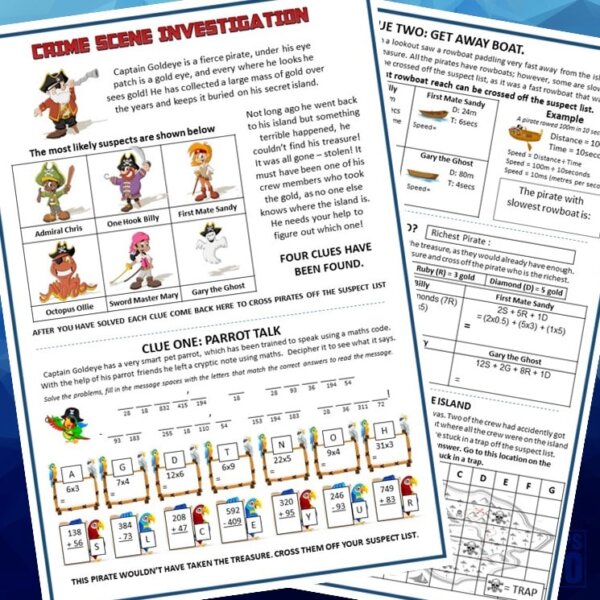 Mini CSI Math Mystery: Pirates! Who Took The Treasure? Printable + Digital Math. - Image 5