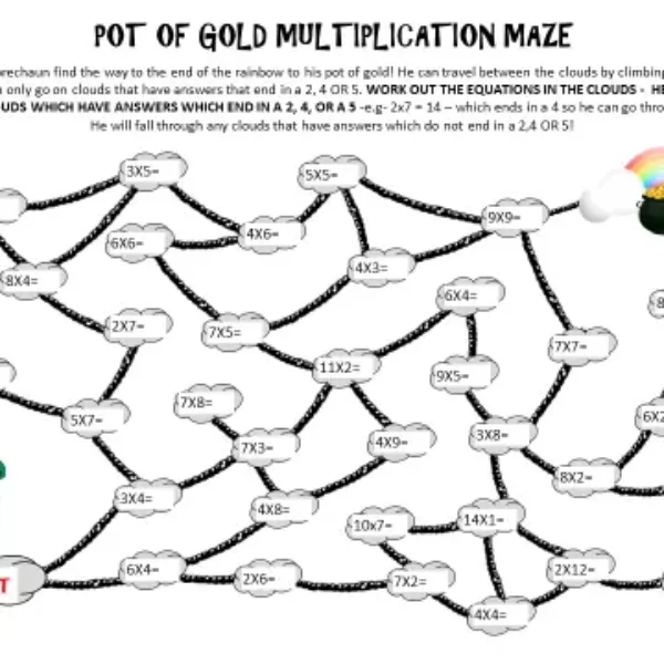 Saint Patrick's Math: Multiplication Maze