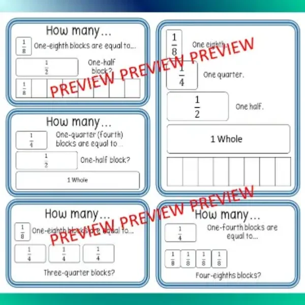 Fraction Review Cards. Comparing Fractions & Matching Fractions Math Activity