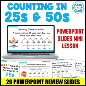 Counting in 25s & 50s Teaching PowerPoint Slides. Number Patterns 25s and 50s.