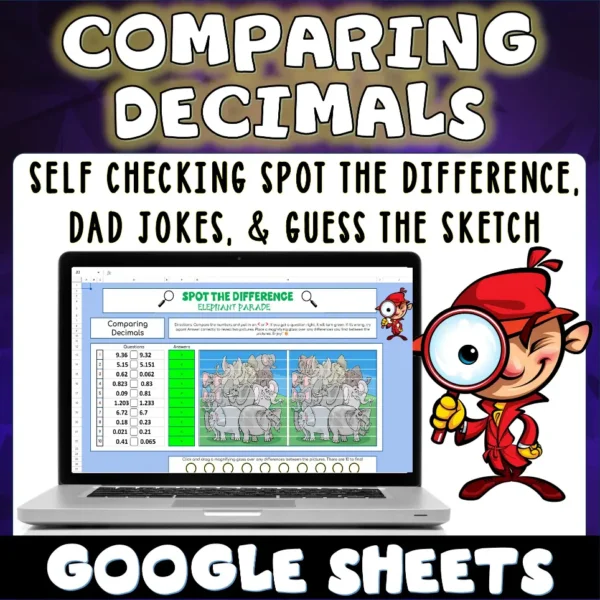 Comparing Decimals Google Sheet Activities