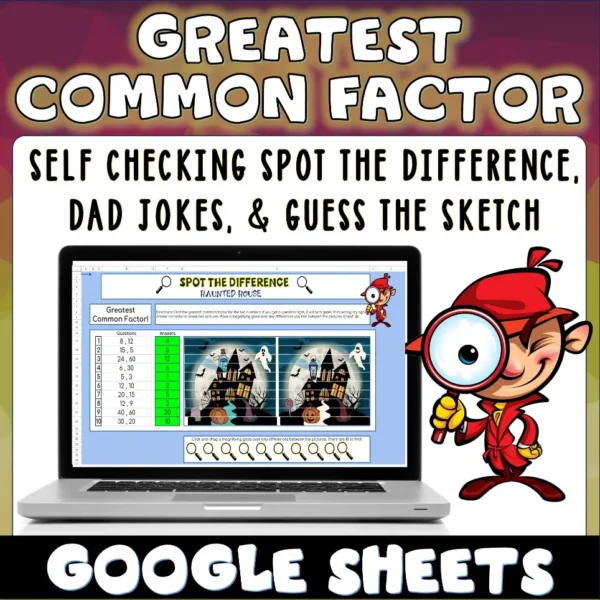 Finding the Greatest Common Factor Google Sheet Activities.