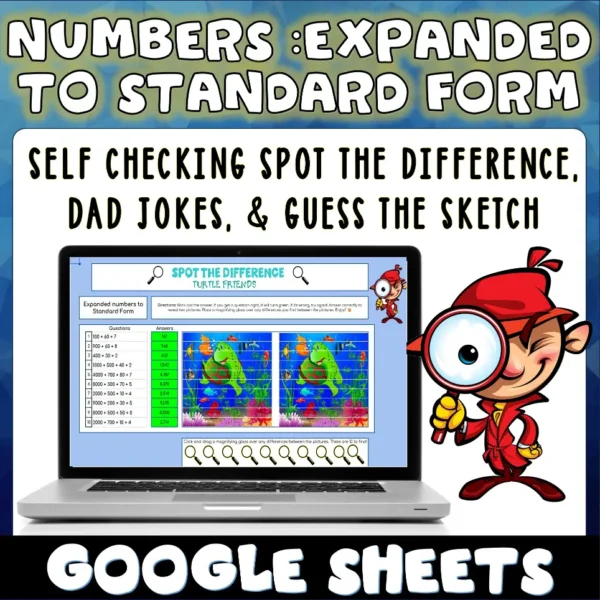 Numbers Expanded to Standard Form Google Sheet Activities.