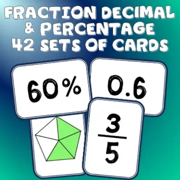 Converting Fraction, Decimal, and Percent Matching Cards