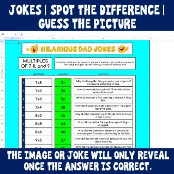 Multiples of 7, 8, & 9 (Times Tables) Google Sheet Activities.