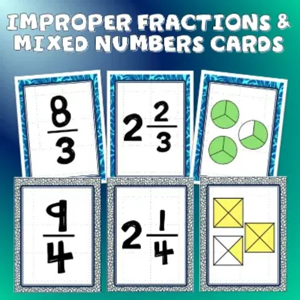 Improper Fractions and Mixed Number Matching Cards