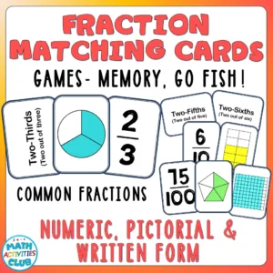 Fraction Matching Cards. Fraction Go Fish & Games!