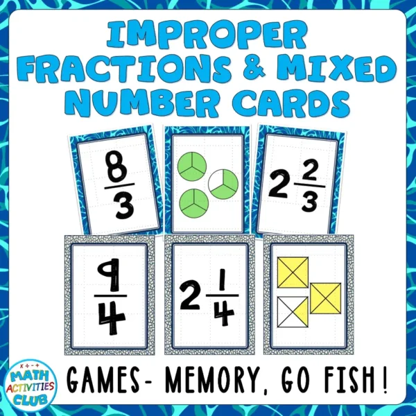 Improper Fractions and Mixed Number Matching Cards