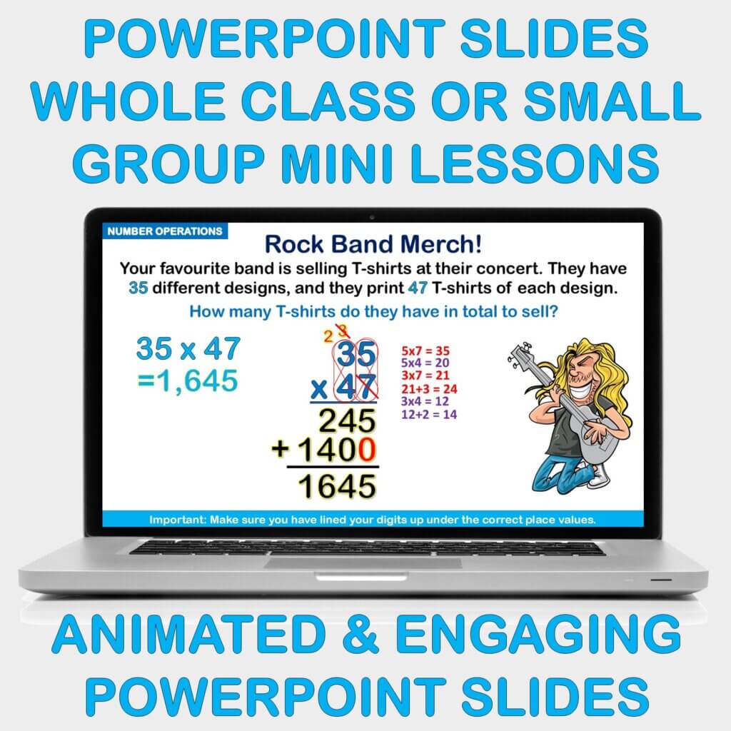 Standard Algorithm Multiplication 2-Digit by 2-Digit Numbers PowerPoint ...