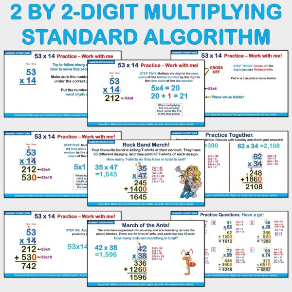 Standard Algorithm Multiplication 2-Digit by 2-Digit Numbers PowerPoint Slides - Image 4