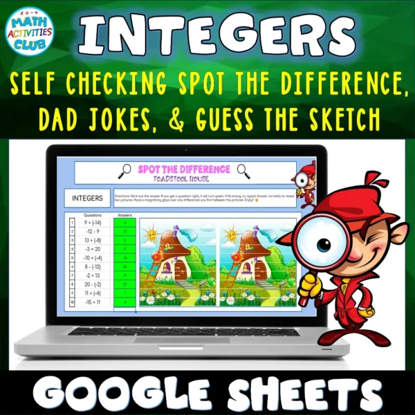 Adding and Subtracting Integers (Positive and Negative Numbers). Google Sheet Activities.