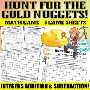 Integers Hunt for the Gold Nuggets Math Game. Integers Addition and Subtraction