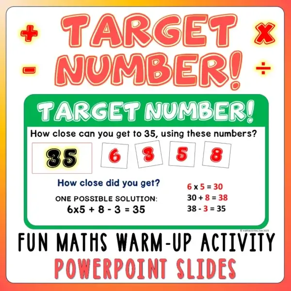 Target Number PowerPoint Game: Fun Math Warm-Up Slides. Operations Practice. - Image 4