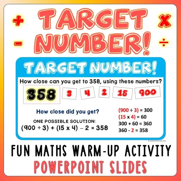 Target Number PowerPoint Game: Fun Math Warm-Up Slides. Operations Practice. - Image 6