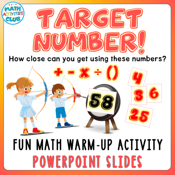 Target Number PowerPoint Game: Fun Math Warm-Up Slides. Operations Practice.